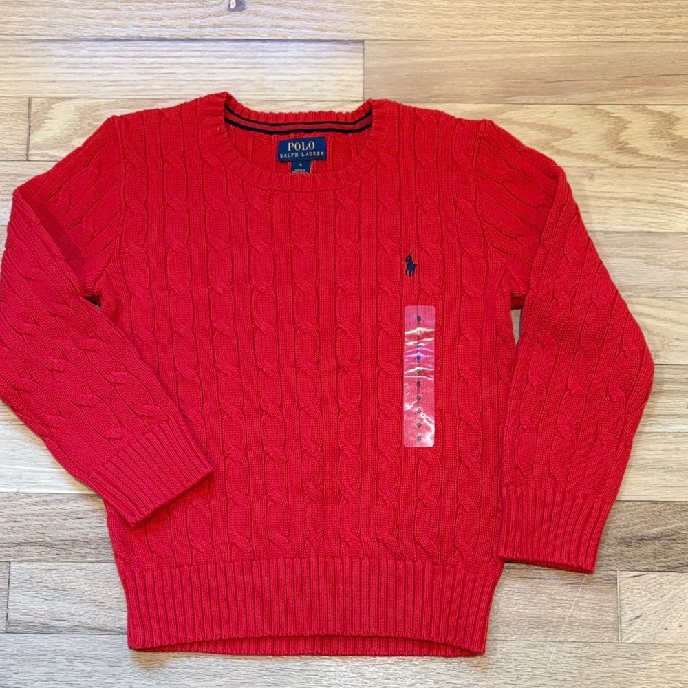 Polo by Ralph Lauren Boys Red Cable Knit Sweater